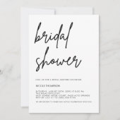Chic Black Script Bridal Shower Invitation Minimal (Devant)
