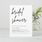 Chic Black Script Bridal Shower Invitation Minimal Kaart (Staand voorkant)