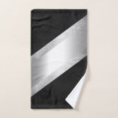 Chic Black & Silver Glitter Bad Handdoek (Handdoek)