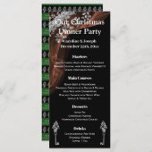 Chic Black & Silver-kerstmenu met kerstboom Menu (Voorkant / Achterkant)