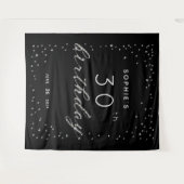 Chic Black Sparkle Glitter Birthday Party Backdrop Wandkleed (Voorkant (horizontaal))