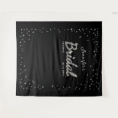 Chic Black Sparkle Script Glitter Vrijgezellenfees Wandkleed (Voorkant (horizontaal))