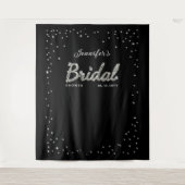 Chic Black Sparkle Script Glitter Vrijgezellenfees Wandkleed (Voorkant)