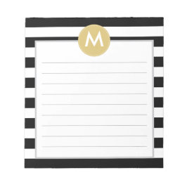 Chic Black Stripes Monogram Pad Notitieblok