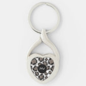 Chic Black Taupe Leopard Print  Sleutelhanger (Voorkant)