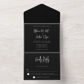 Chic Black & White All in One Wedding Invitation All In One Uitnodiging (Binnen)
