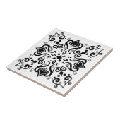Chic Black White Azulejo Style Pattern A01b Tegeltje (Zijkant)