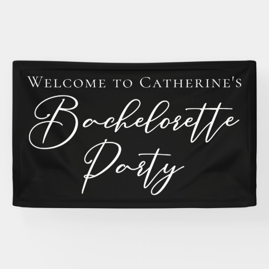 Chic Black White Bachelorette Party Custom Spandoek (Horizontaal)