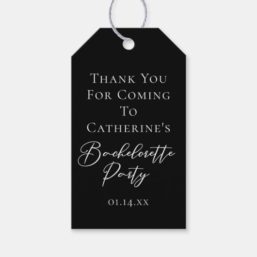 Chic Black White Bachelorette Party Personalized Cadeaulabel (Voorkant)