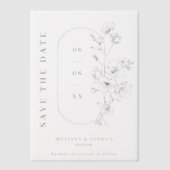 Chic Black & White Blossoms Wedding Save the Date Vellum Uitnodigingen (Voorkant)