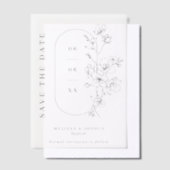 Chic Black & White Blossoms Wedding Save the Date Vellum Uitnodigingen (Offset)
