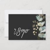 Chic Black & White Botancial Wedding RSVP Card (Devant)