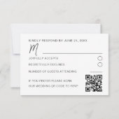 Chic Black & White Botancial Wedding RSVP Card (Dos)