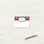 Chic Black/White Damask Red Ribbon Teacher/Women's Post-it® Notes (Op bureau)