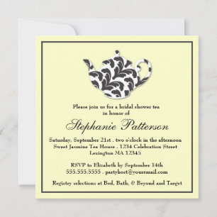 Chic Black & White Damask Vrijgezellenfeest Tea Pa Kaart