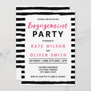 Chic Black & White Engagement Party - Uitnodiging