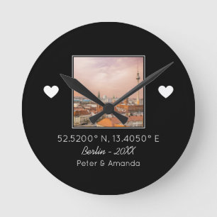 Chic Black & White First Date Keepsake Vriend Ronde Klok