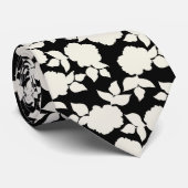 Chic Black &white floral pattern Stropdas (Opgerold)