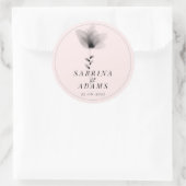 Chic Black White Floral Wedding Ronde Sticker (Tas)
