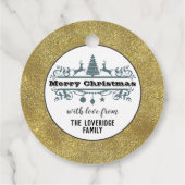 Chic Black White Grey Merry Kerstmis Glitter Bedankjes Labels (Achterkant)