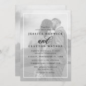 Chic Black & White Minimalist Custom Photo Wedding Kaart (Voorkant / Achterkant)