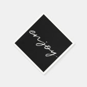 Chic Black & White Minimalist Script "Geniet van"  Servet (Hoek)