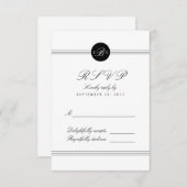 Chic Black White Monogram Response RSVP Card (Voorkant / Achterkant)
