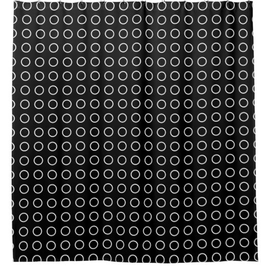 Chic Black White Open Circles Geometric Pattern Douchegordijn (Voorkant)