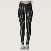 Chic Black & White Pinstripe Leggings (Voorkant)