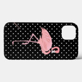 Chic Black & White Polka Dot met roze flamingo Case-Mate iPhone Case (Achterkant (horizontaal))
