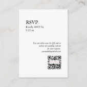 Chic Black White RSVP QR Code Option Informatiekaartje (Voorkant)