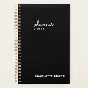 Chic Black White Script wekelijks niet-gedateerd Planner