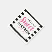 Chic Black & White Stripes Sweet 16 Birthday Servetten (Hoek)