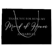 Chic Black White Wedding Custom Maid of Honor Groot Cadeauzakje (Achterkant)