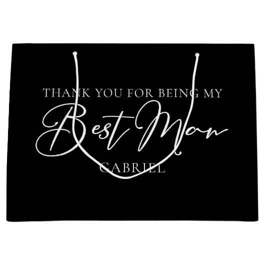 Chic Black White Wedding Modern Custom Best Man Groot Cadeauzakje (Voorkant)