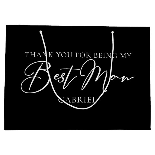 Chic Black White Wedding Modern Custom Best Man Groot Cadeauzakje (Achterkant)
