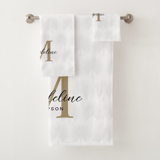 Chic Blanc Anahaw Leaf Script Monogramme (En situation)