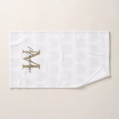 Chic Blanc Anahaw Leaf Script Monogramme (Serviette à main)