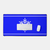 Chic Blanc Élégant Flocon De Neige Sur Royal Blue (Clavier et souris)