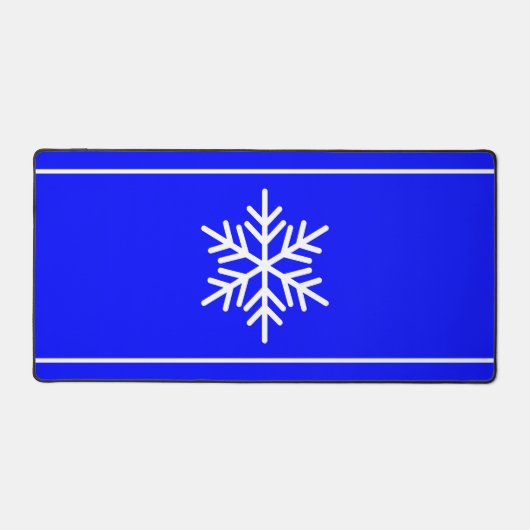 Chic Blanc Élégant Flocon De Neige Sur Royal Blue (Recto)