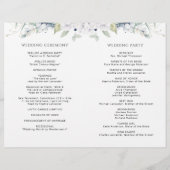 Chic Blanc et Bleu Floral Programme de mariage pli (Dos)
