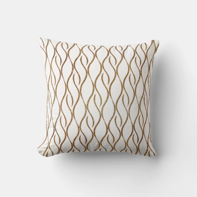 Chic blanc et or moderne décorateur Coussin accent (Recto)