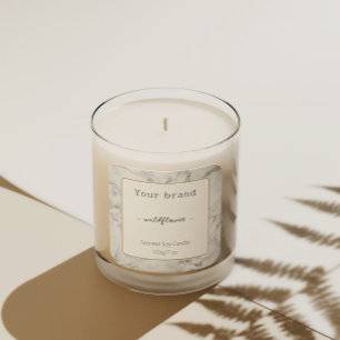 Chic Blanc Gris Or Marbre Candle Étiquette produit