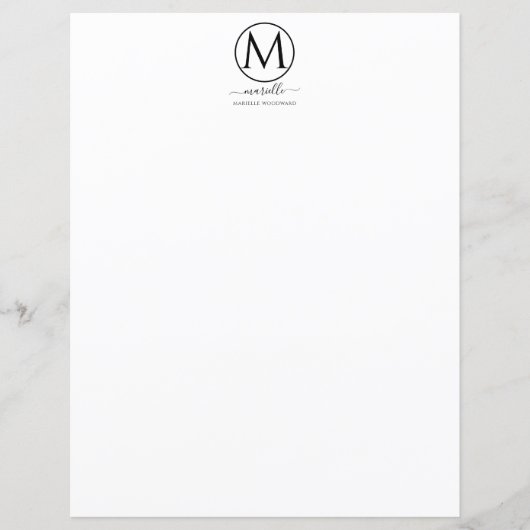 Chic Blanc Monogramme Papier noir (Devant)