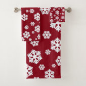 Chic blanc Snowflakes Motif nordique sur rouge fon (En situation)