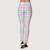 Chic Blauw en Roze Check Patroon Leggings (Achterkant)