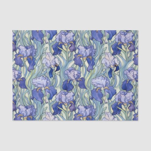 Chic blauw Iris patroon Tissuepapier (Voorkant)