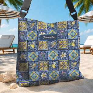 Chic Blauw turquoise Siciliaans citrus Mediterraan Crossbody Tas