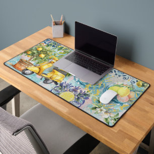 Chic blauw turquoise Siciliaanse citrus collage bl Bureaumat