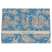 Chic blauw turquoise toile de jouy groot cadeauzakje (Voorkant)